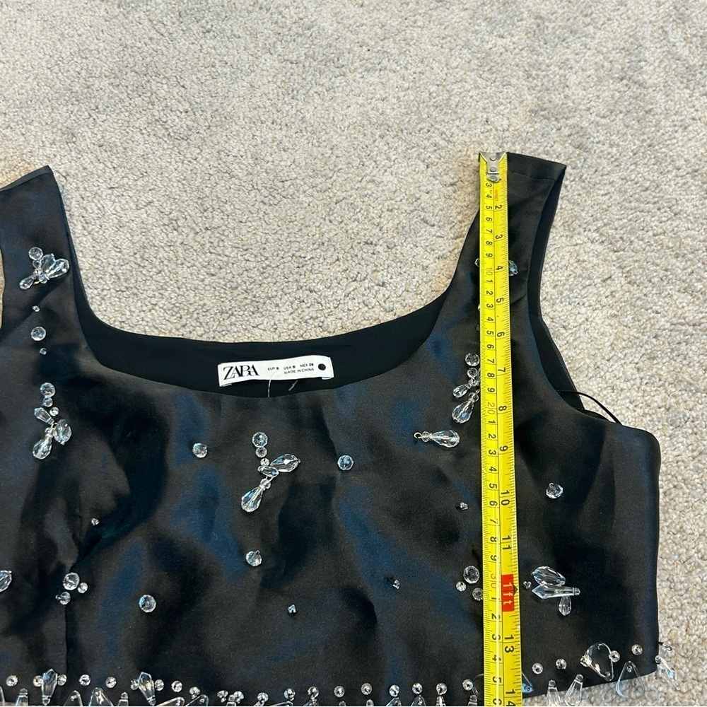 Zara limited edition black clear beaded jewelled sleeveless crop top Sz S NWT - Picture 15 of 16